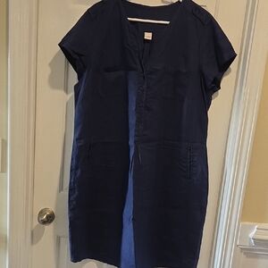 Navy Blue linen Women's Dress